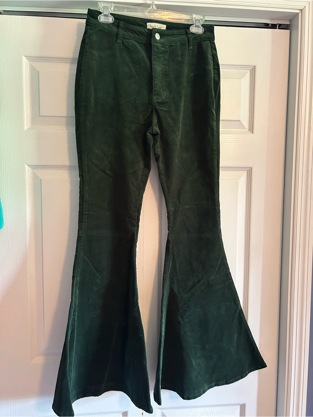 Peach Love California Dark Green corduroy Flare Pants
